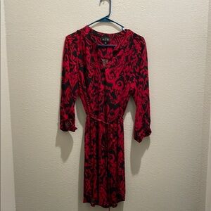 AUW Red and Black Cocktail Sheath Dress